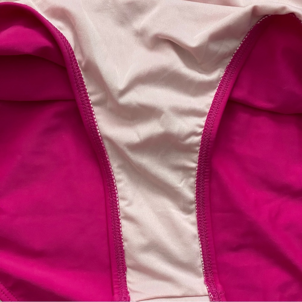 NWT CUPSHE Women's Deep V-Neck Ruffled Lace Up One Piece Swimsuit Hot Pink Small - Picture 10 of 13